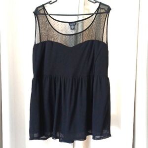 Torrid Mesh Sweetheart Neckline Babydoll Tank black sheer size‎ 0X